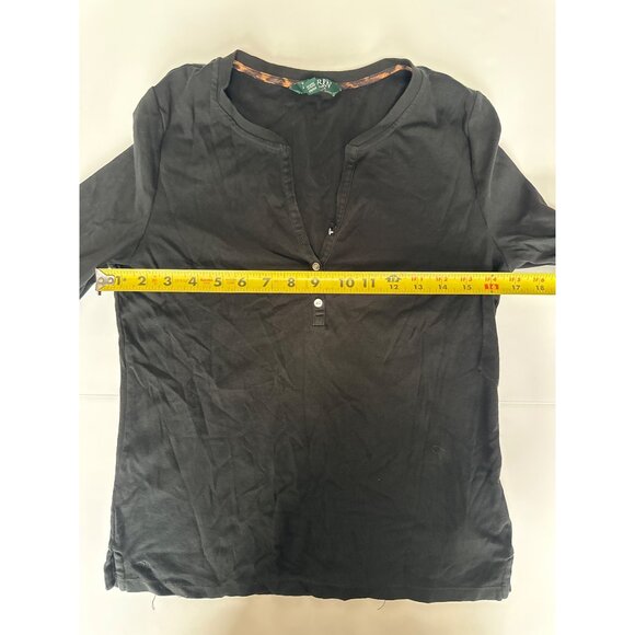 Ralph Lauren Black Long Sleeve V Neck Henley Top L - Picture 5 of 8